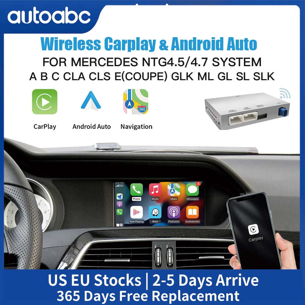 AUTOABC Wireless CarPlay & Android Auto Adapter for Mercedes