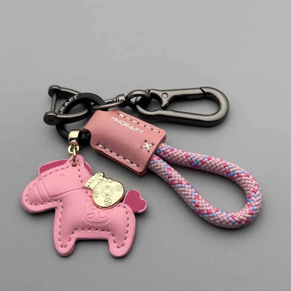 1PC Genuine Leather Car Keychain Minimalist Key Holder with Premium Strap Durable Key Ring for Men Women Couple Gift