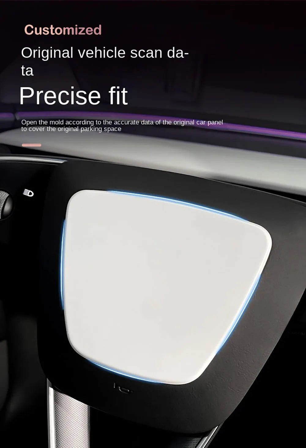 Matte White Steering Wheel Trim for Tesla Model Y and Model 3