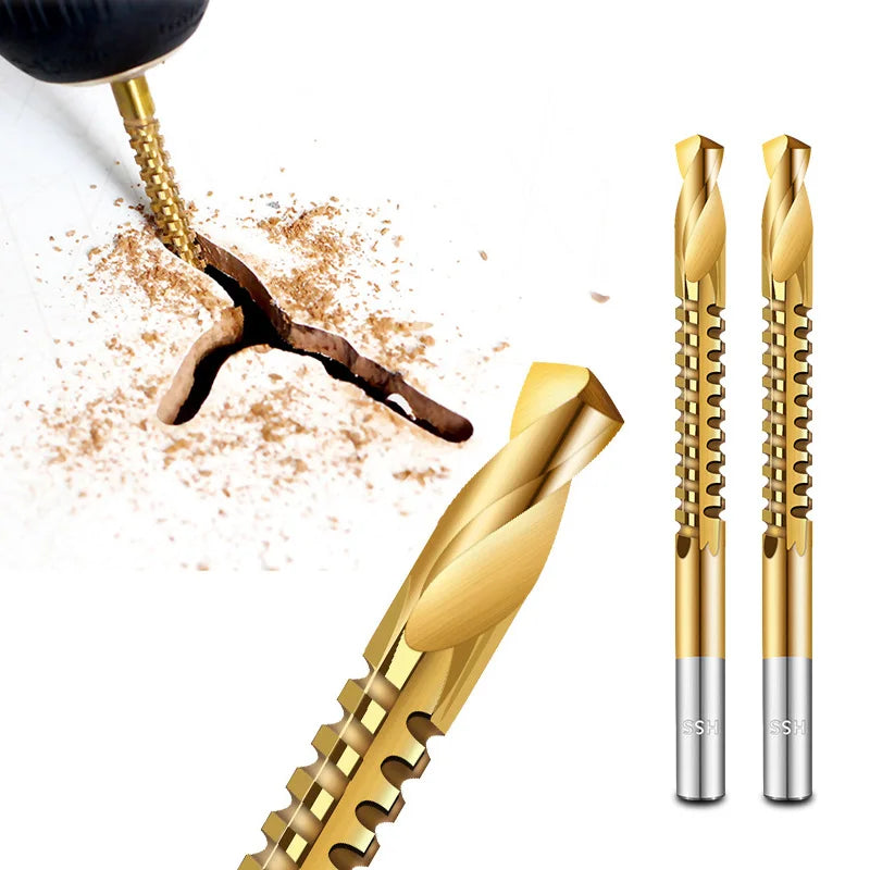6Pcs HSS Twist Drill Bits Set 3-8mm Serrated Grooving Cutting Tap Spiral Saw Wood Metal Plastic Hole Saw Titanium Drill Tools