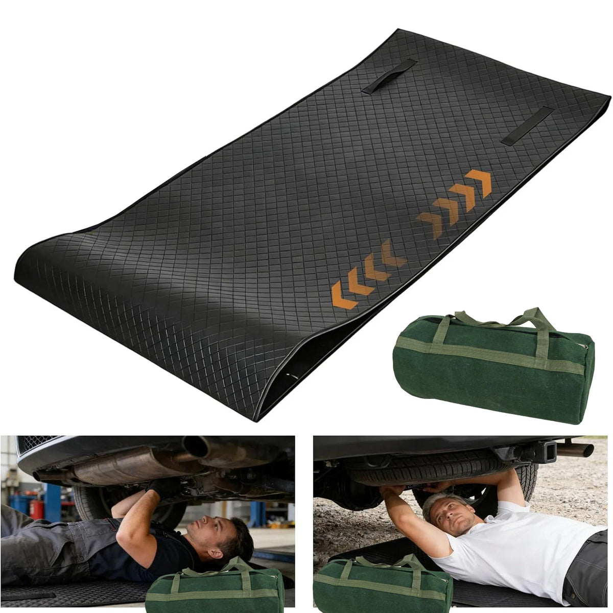 57x27in Rolling Creeper Mat And Tool Kit Mechanic Mat with Zero Ground Clearance for Car Work Under Car Roller Accessory