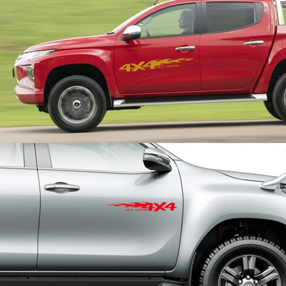4x4 Off Road Flame Decals for Pickup Trucks, 2 pcs, 60cm or 120cm