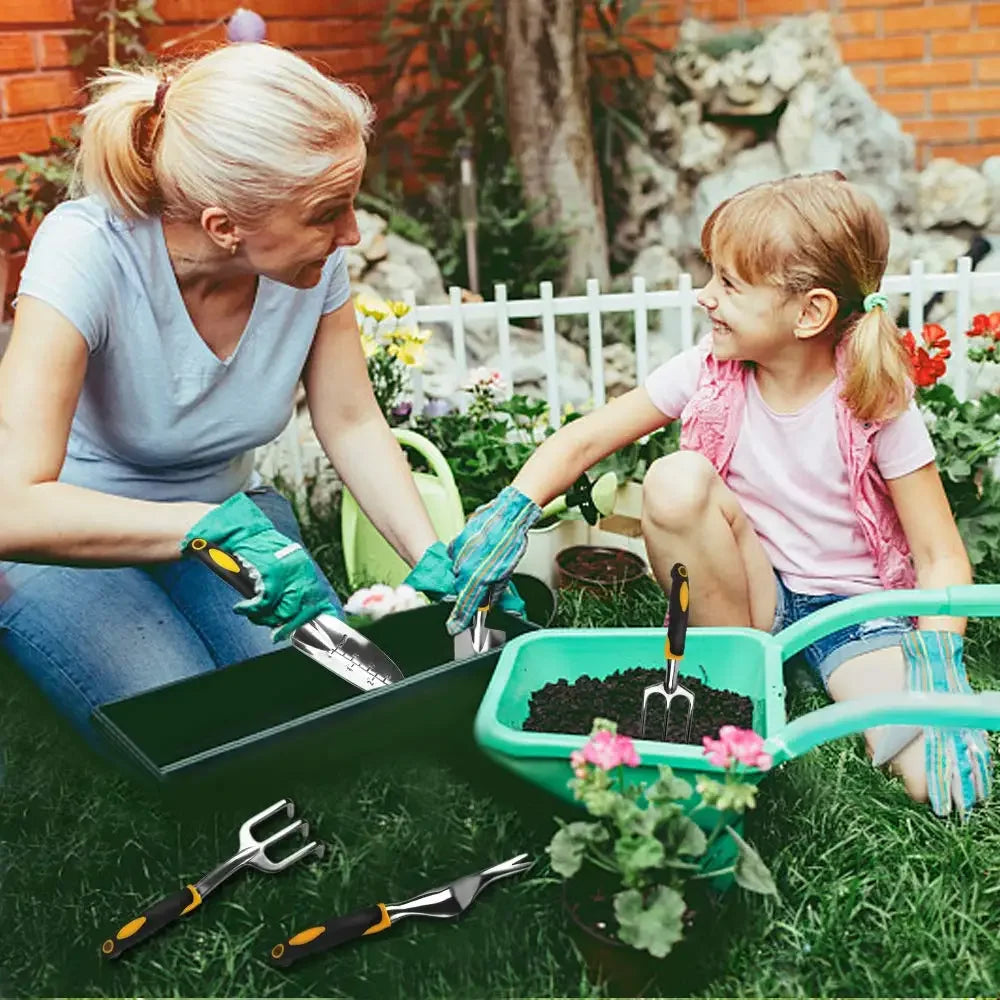Garden Hand Tool Set – Trowel, Rake, Cultivator & Weeder