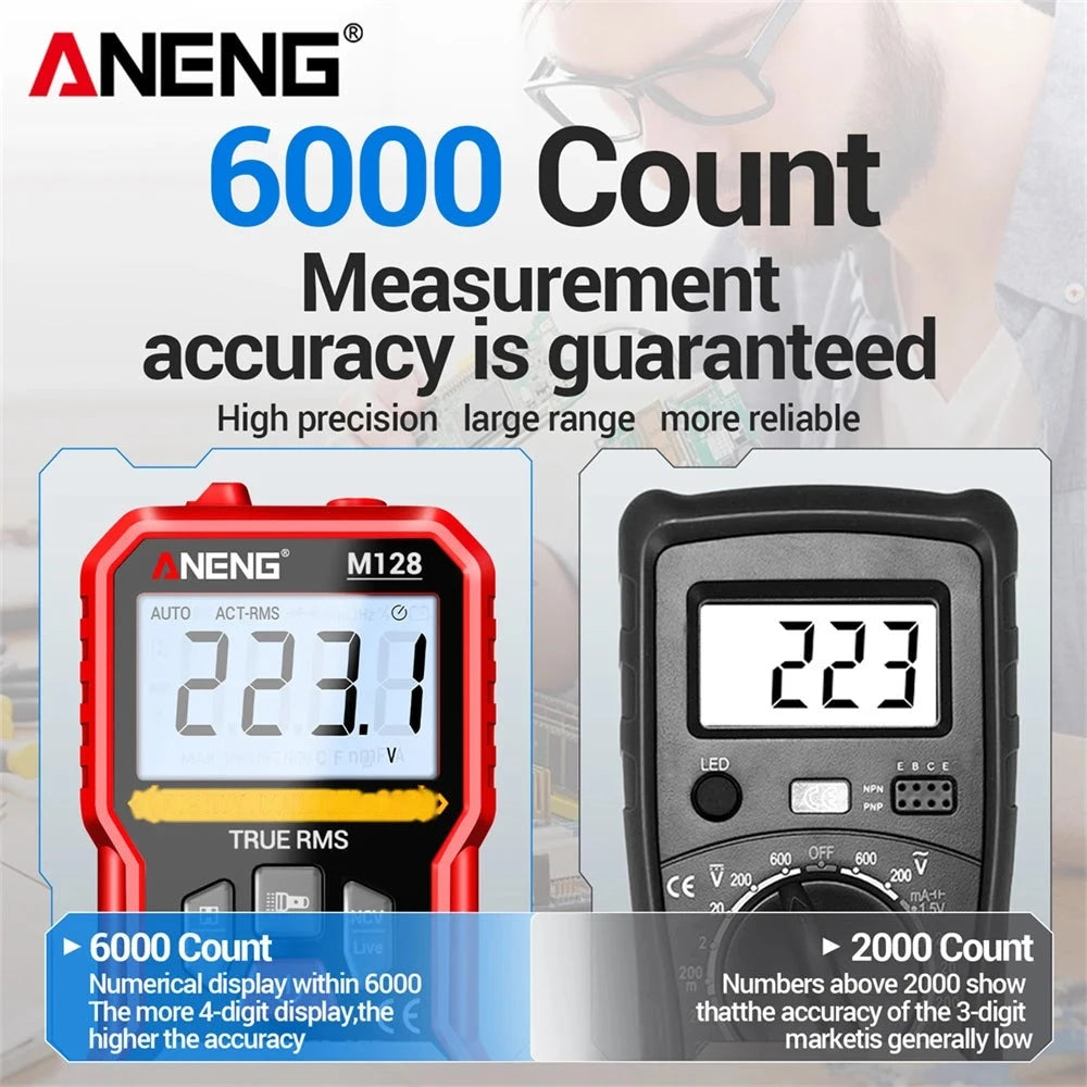 Digital Multimeter 6000 Count – AC/DC Voltage & Current Tester