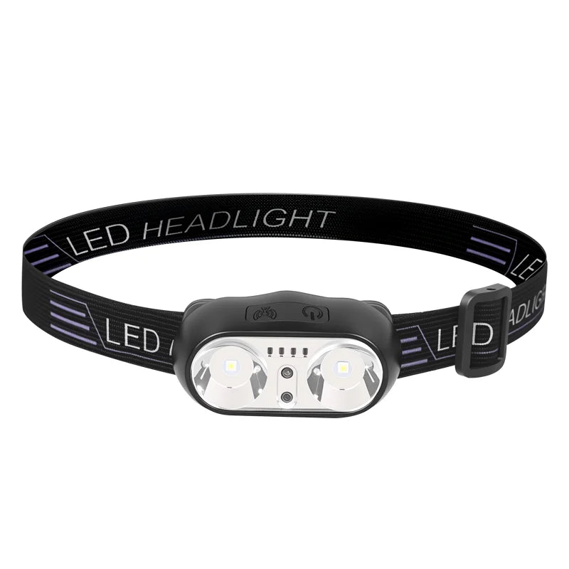 USB Rechargeable LED Sensor Headlamp, COB Waterproof Work Light for Camping