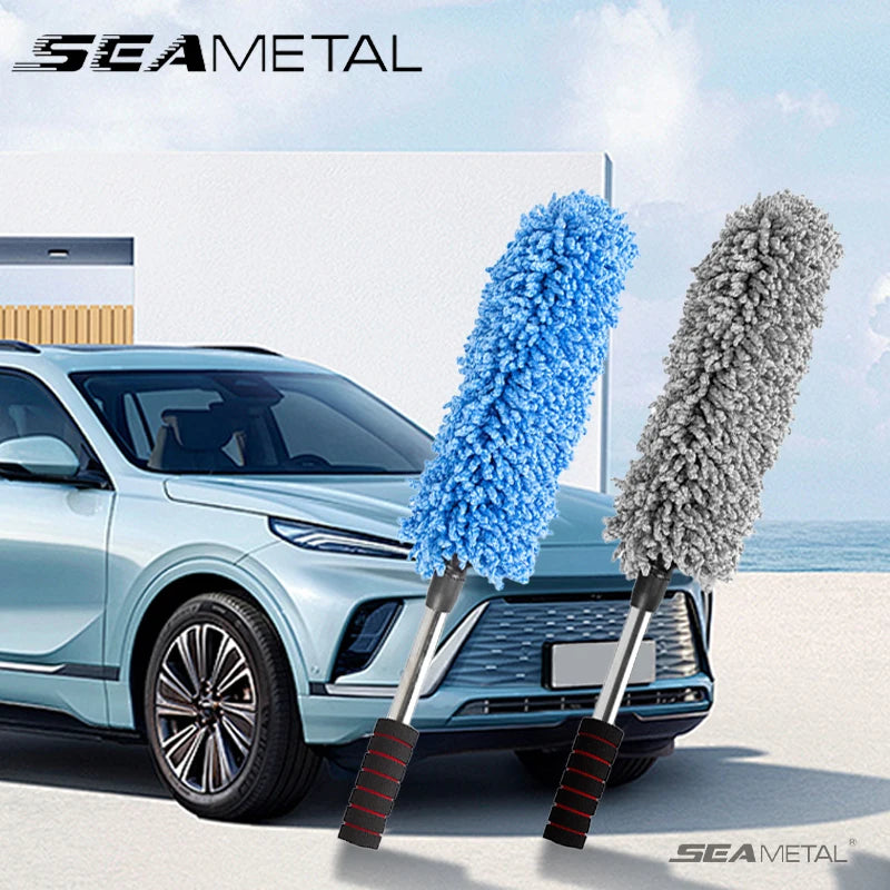 Retractable Microfiber Car Duster with Stainless Steel Handle