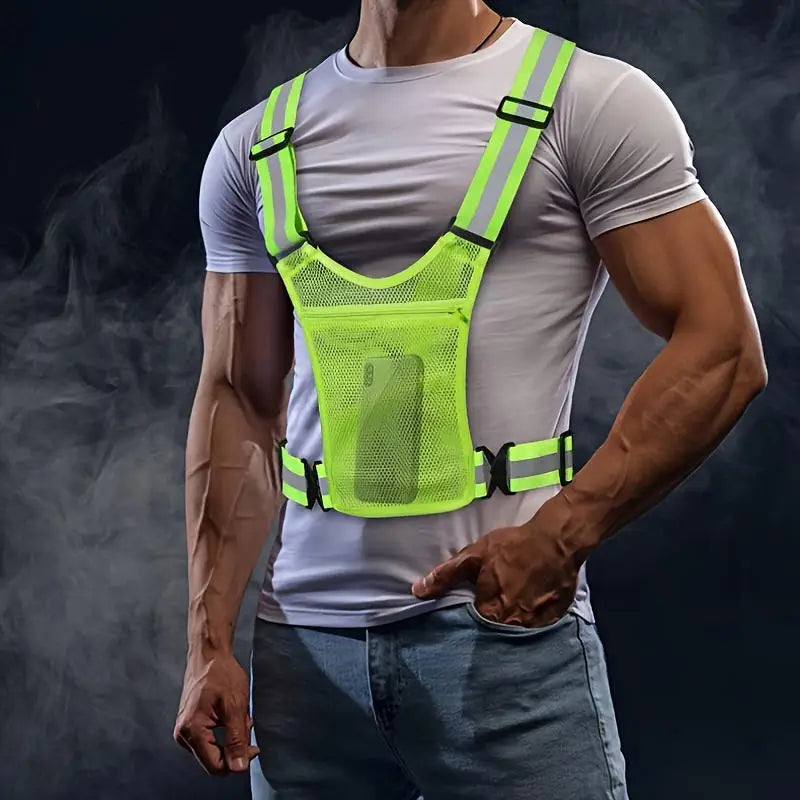 Reflective Safety Vests Lightweight Adjustable Elastic Vest Jacket Hi Vis Reflective Strips for Traffic Control Running Cycling