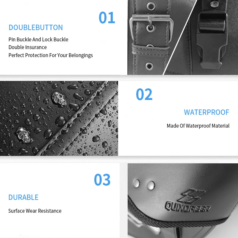 Waterproof PU Leather Motorcycle Saddlebags, Universal - image 10