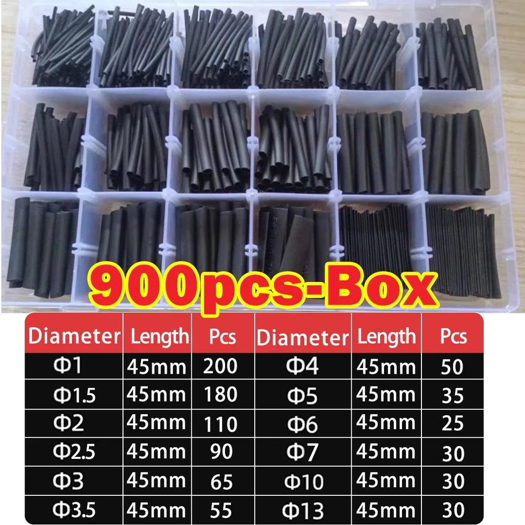 Heat Shrink Tubing Kit Black Heat Shrink Wrap Cable Sleeve Insulation Waterproof Electrical Wire Cable Tubing Assortment Set