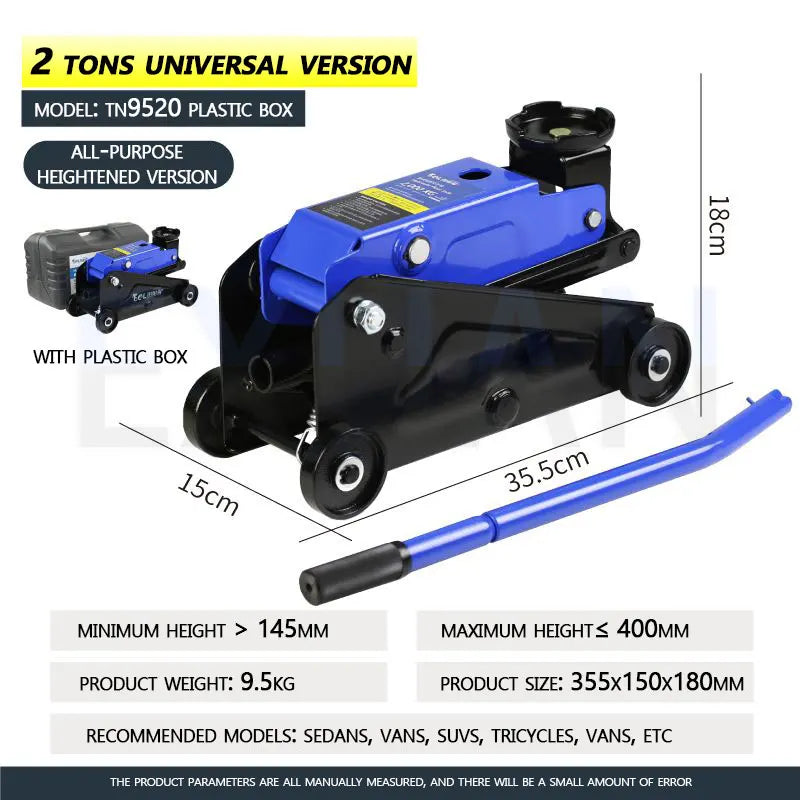2T/2.5T/3T Horizontal Hydraulic Lifting Jack for Auto Repair Shop Car Truck Tire Changing