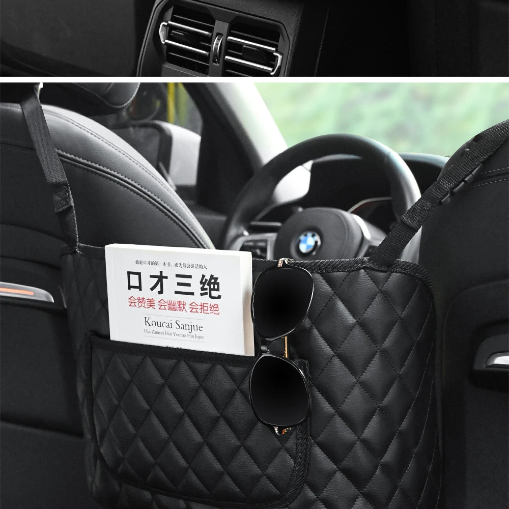 Large Car Middle Seat Storage Bag with Net Pocket