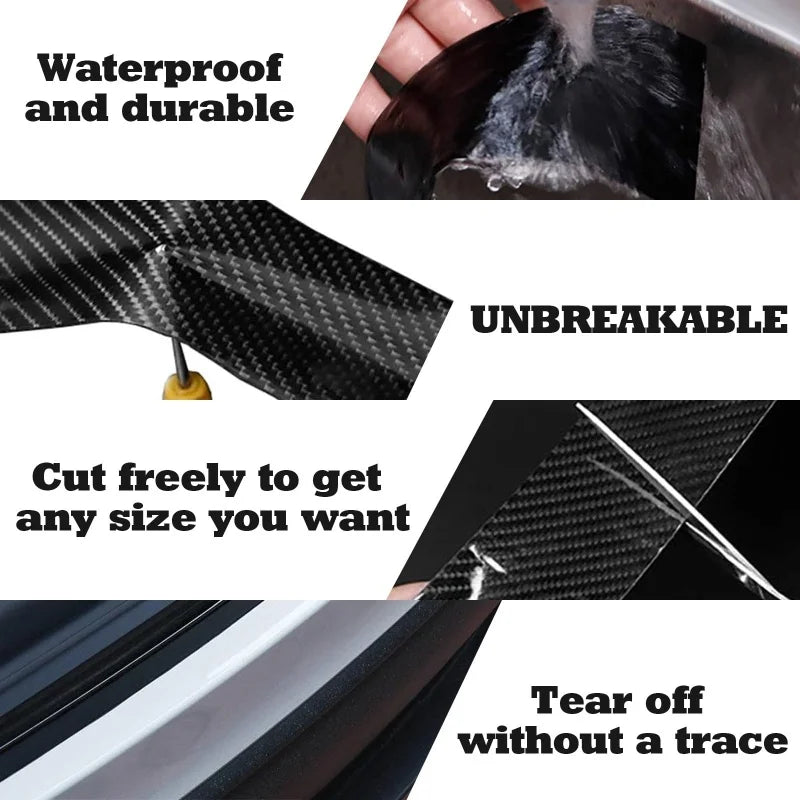 Carbon Fiber Texture Door Sill Scuff Protector Stickers, Front and Rear