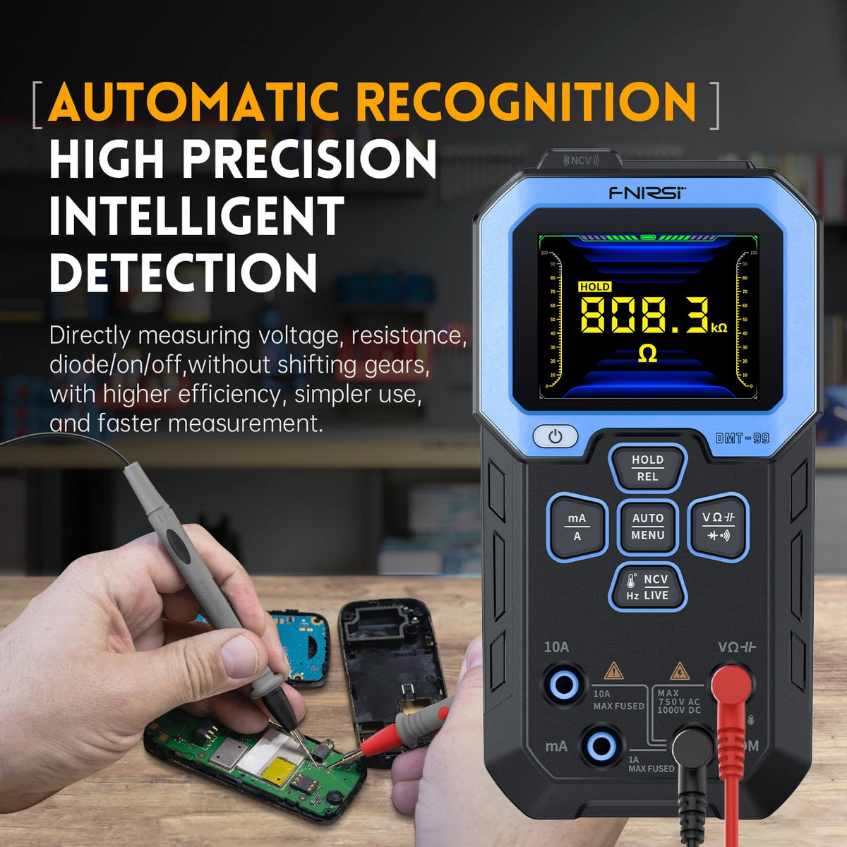 Digital Multimeter 10000 Counts True RMS AC DC Voltage Current Tester Color TFT Display