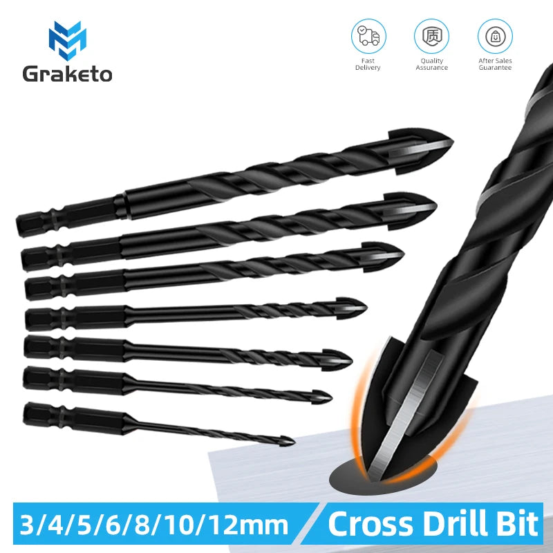 Tungsten Carbide Hex Drill Bit Set 3-12mm for Tile & Ceramic