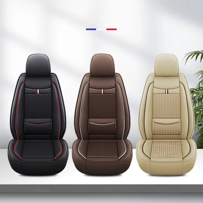 7-Seater, Luxurious Ice Silk/PU Leather Car Seat Cover, Suitable for All Seasons, High-End Car Interior Package, Suitable for Various MPV 7-Seater Seven Head Hat Styles, Comfortable, Breathable and Wear-Resistant, Enhancing Y