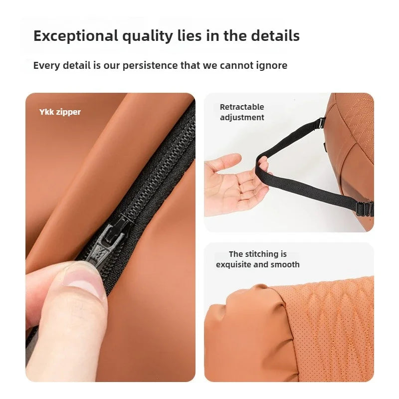 Nappa Leather Car Headrest & Lumbar Support Cushion - image 4