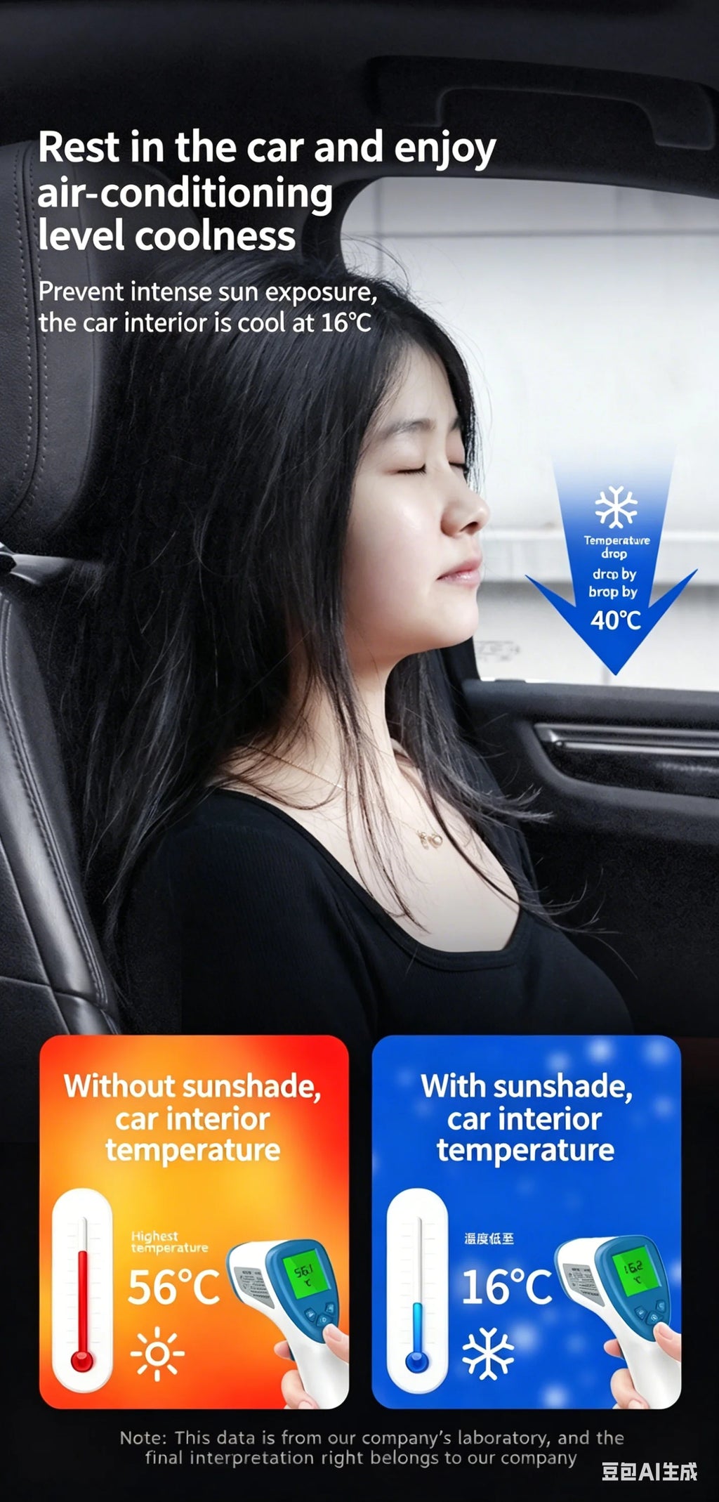 Retractable Windshield Sun Shade Umbrella, 145 x 80 cm