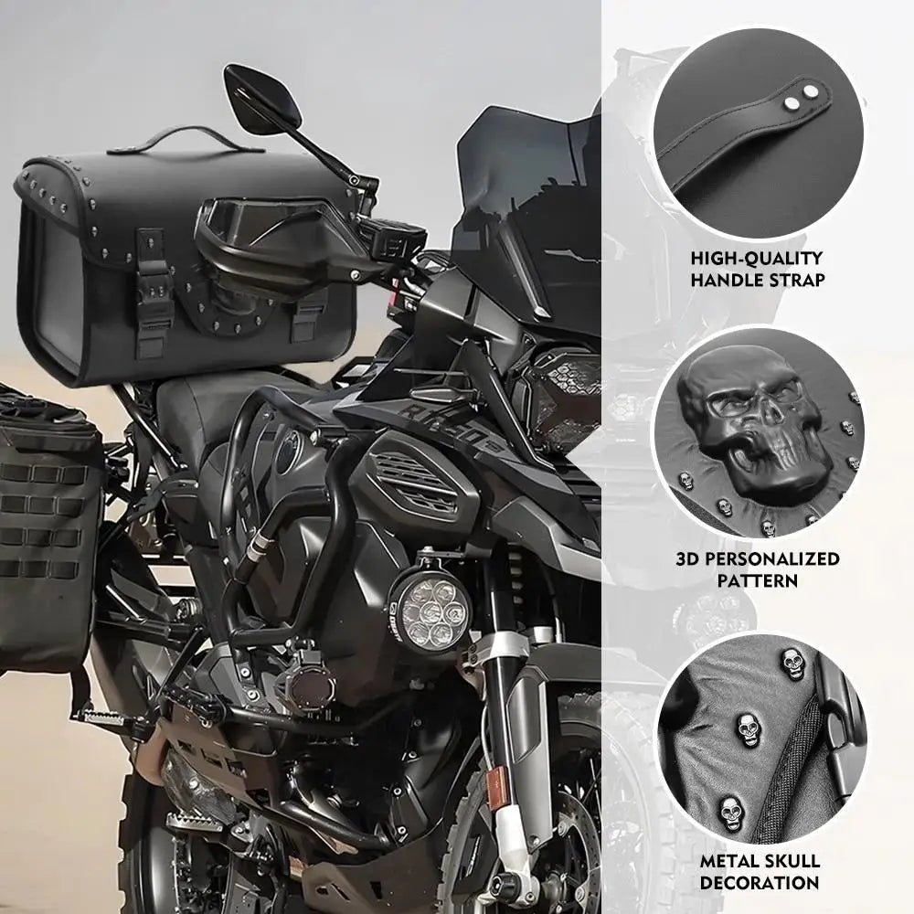 32L Studded PU Leather Motorcycle Tail Bag, Waterproof - image 3
