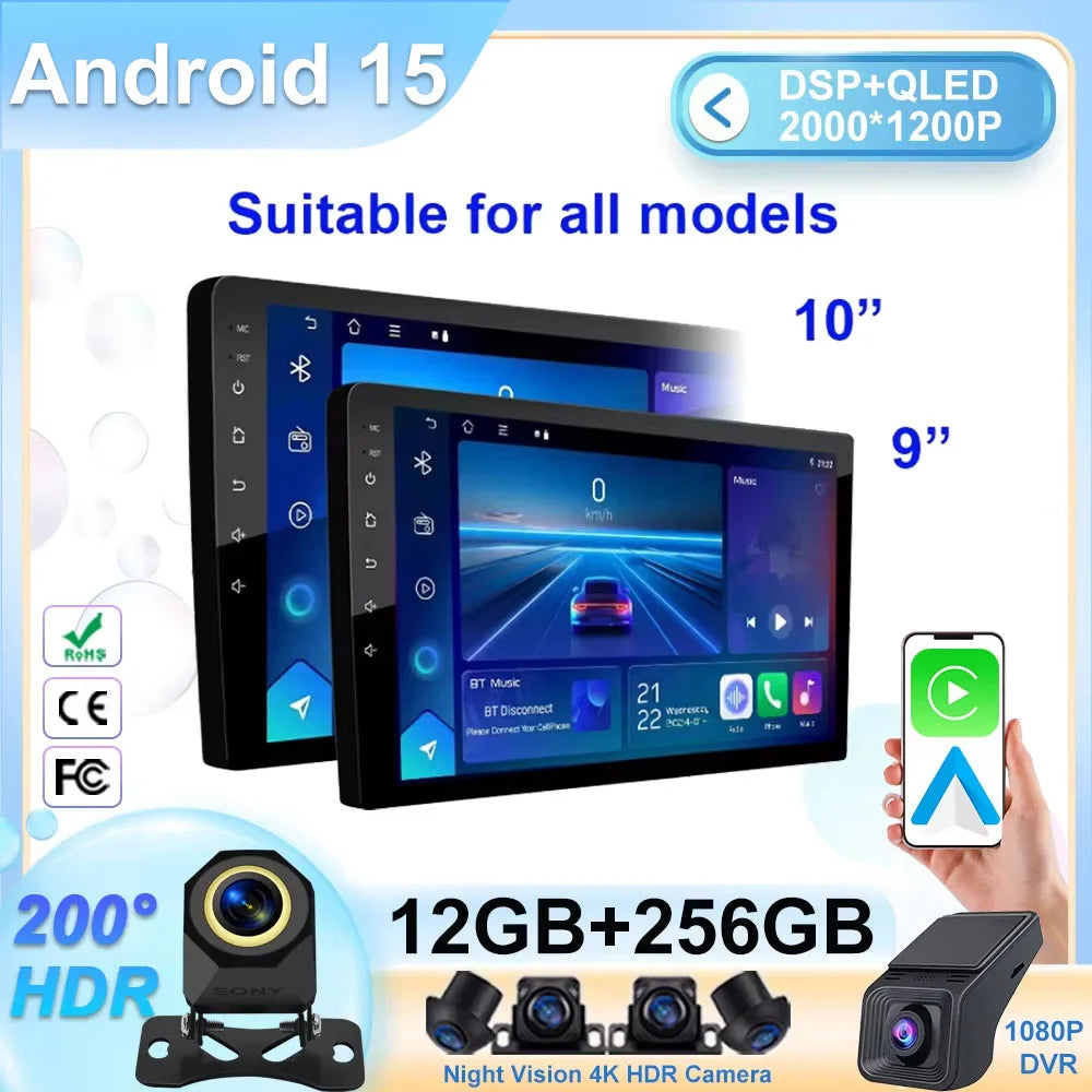 Android Car Stereo 10" Touchscreen with CarPlay & Android Auto