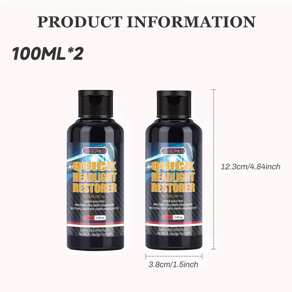 Headlight Restoration Liquid for Yellowed and Hazy Headlights