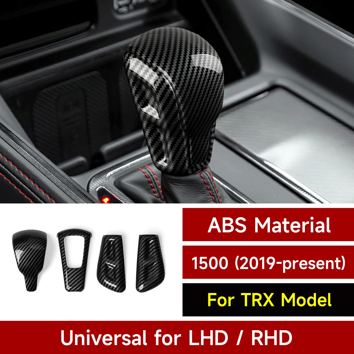 Carbon Fiber Gear Shift Panel Cover for Dodge RAM 2019-2026 - image 7