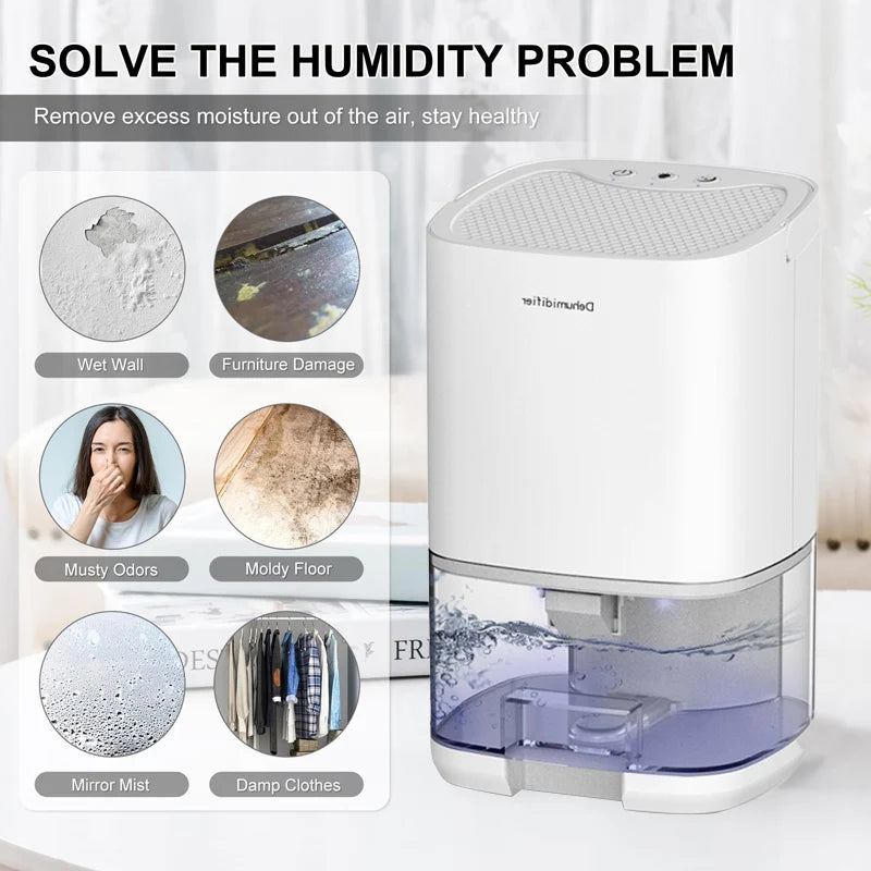 Quiet Portable Dehumidifier for Bedroom, Office & Kitchen, US Plug