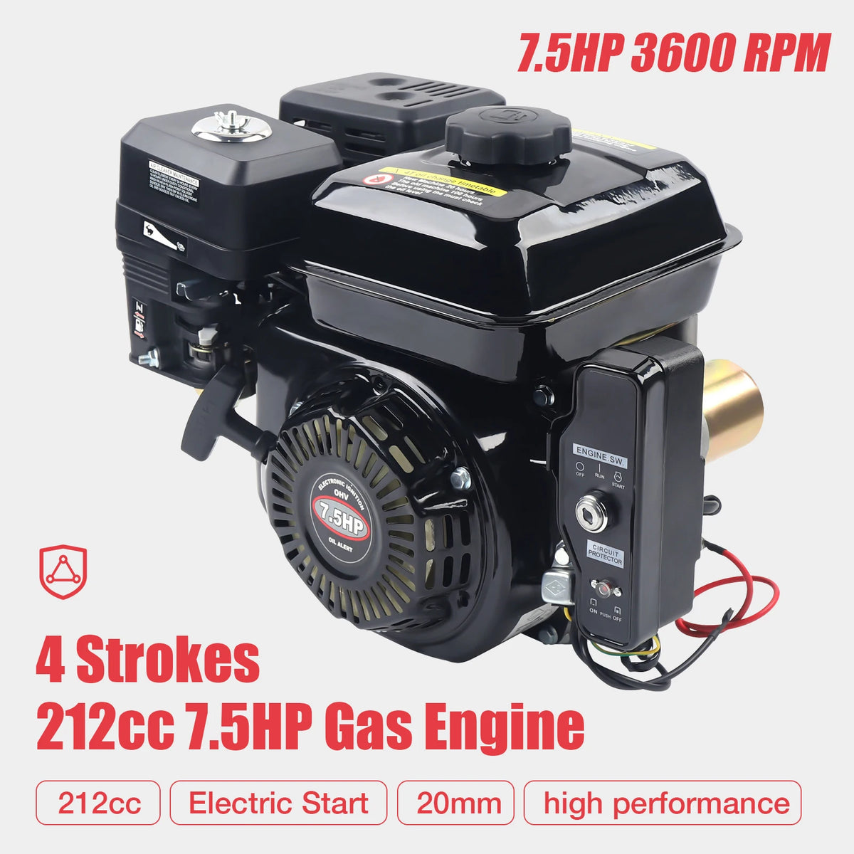 7.5HP 210cc 4-Stroke Gas Engine with Electric Start