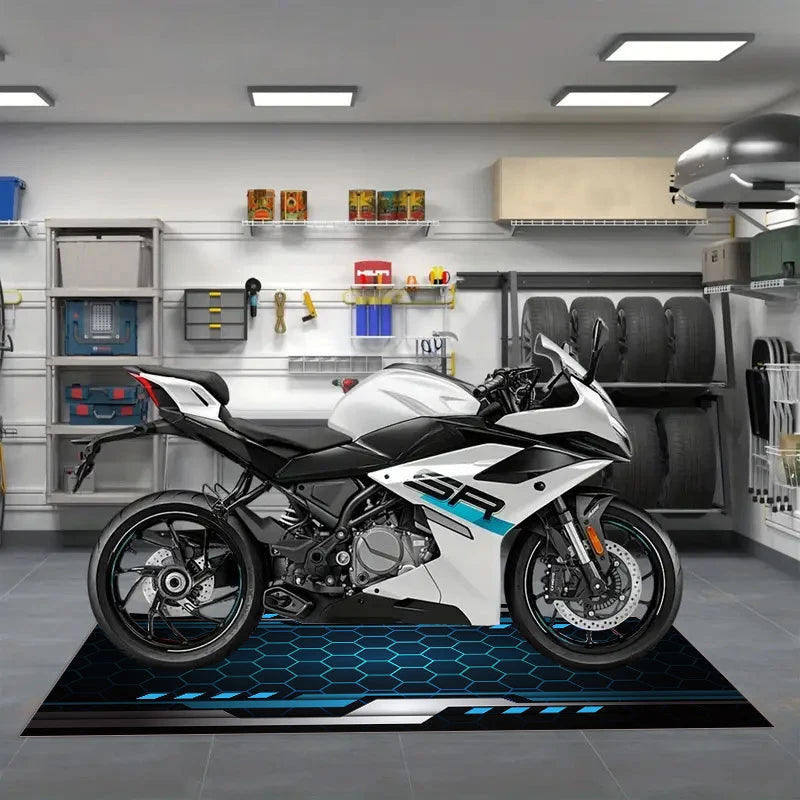 Motorcycle Garage Floor Mat Racing Display Oil and Wear Resistant Carpet for Workshop