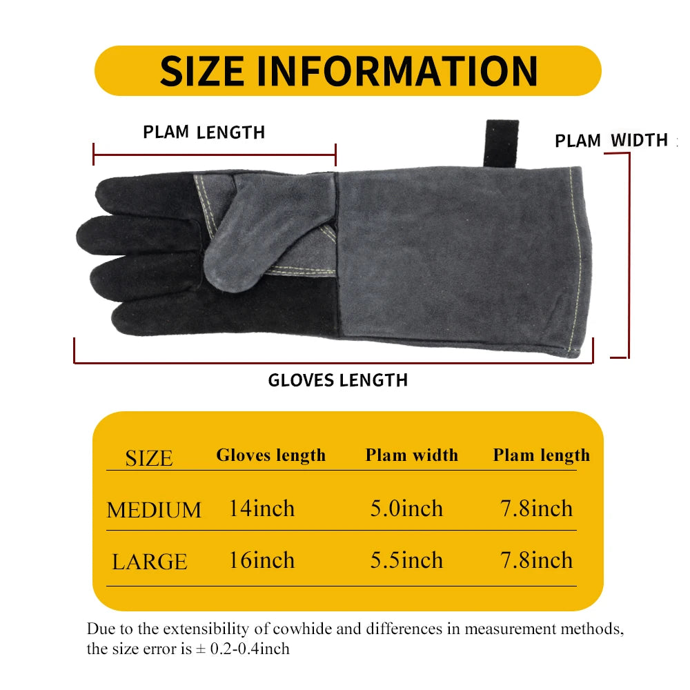 Welding Gloves, Tig/Mig Welding Glove, BBQ Oven Glove, Guantes Para Soldar, Heat-Insulated Mittens
