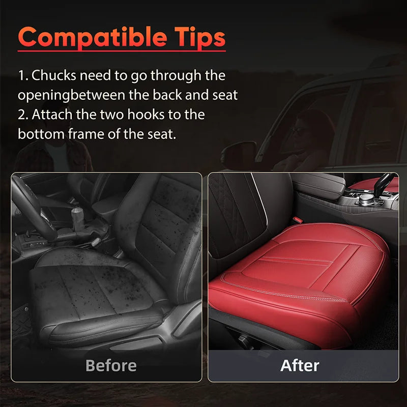 Synthetic Leather Front Car Seat Cushion with Non-Slip Back