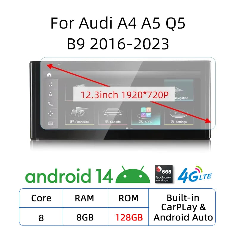 12.3" Wireless CarPlay Multimedia Receiver for Audi A4/A5/Q5 - image 9