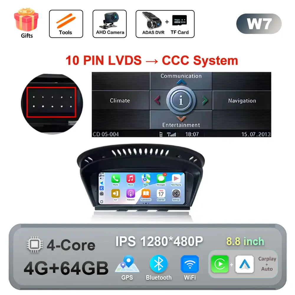 Wireless CarPlay Android Auto Multimedia Radio for BMW E60 E90 - image 12