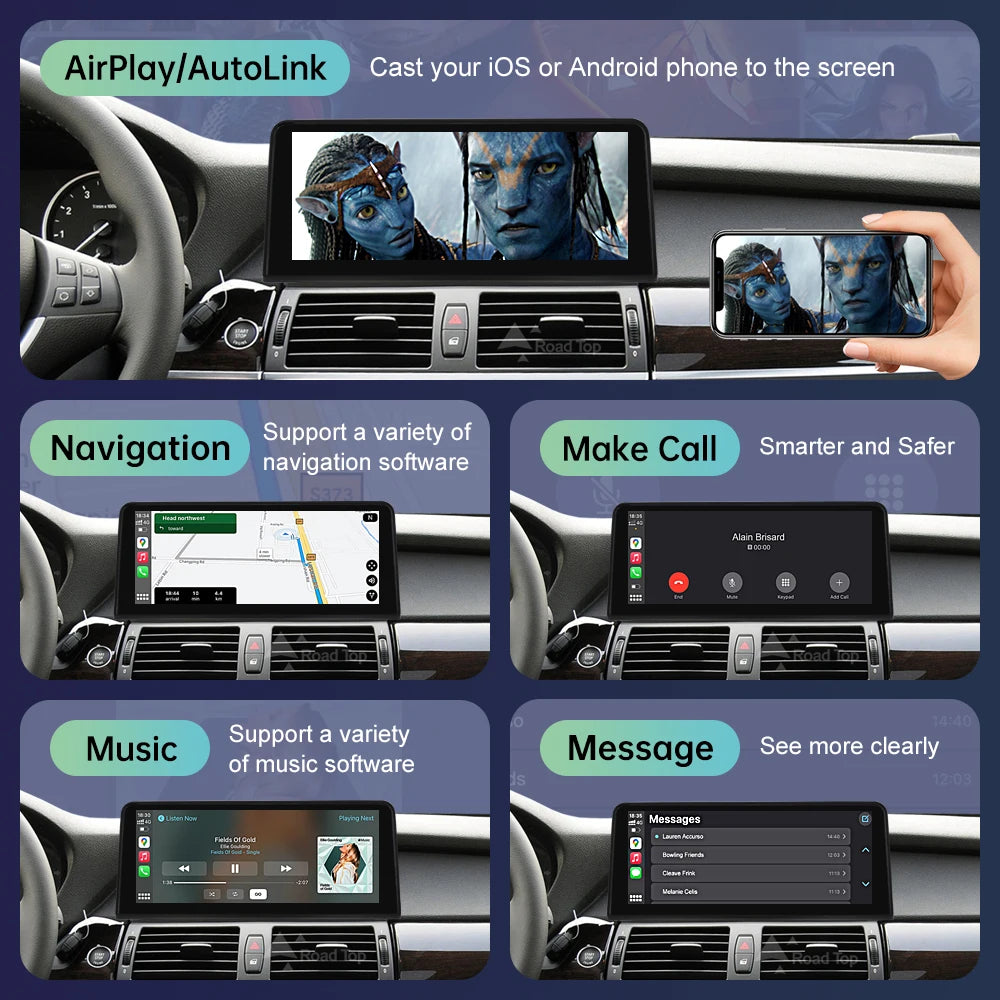 10.25" Wireless CarPlay & Android Auto Touch Screen for BMW X5/X6 - image 5