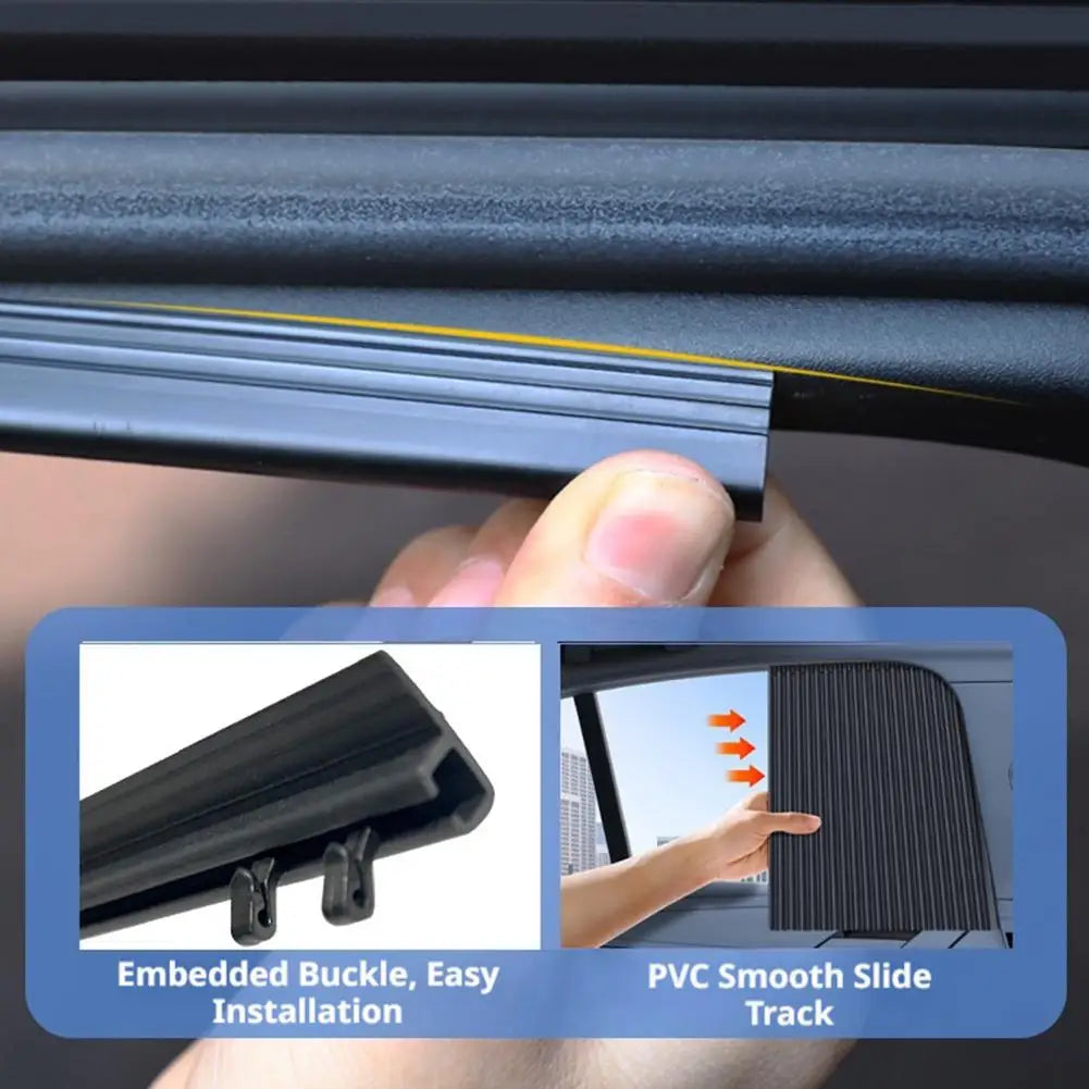 Car Side Window Pleated Sun Shades with Slide Track