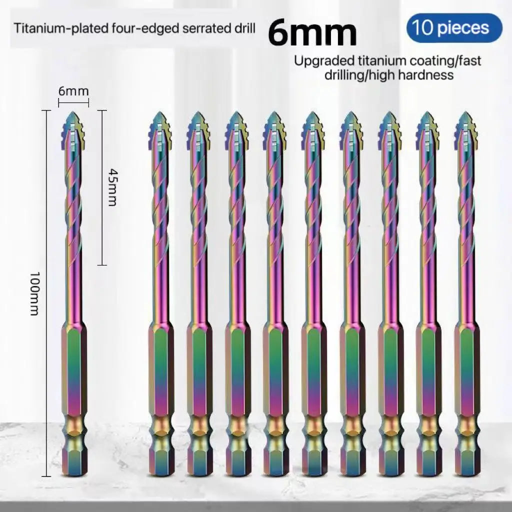 3-12mm Four-Edge Serrated Drill Bit Set for Glass, Tile, Concrete & Metal