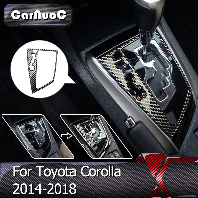 Black Carbon Fiber Interior Stickers for Toyota Corolla 2014-2018