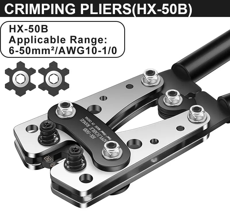 HX-50B Heavy Duty Battery Cable Lug Crimper 6-50mm² AWG 10-1/0 - image 9