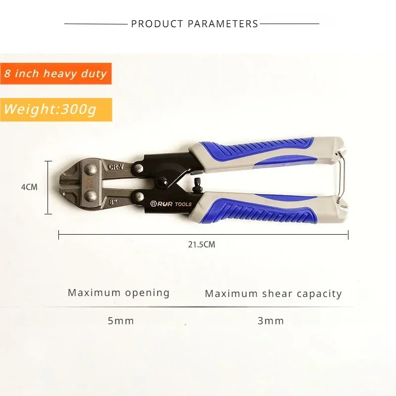 Portable Mini Bolt Cutter 8 Inch Labor-Saving Steel Wire Pliers Ergonomic Handle