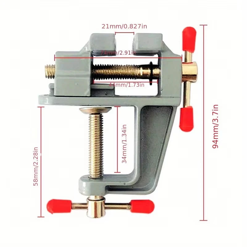 3.5-Inch Mini Aluminum Bench Vise – Table Clamp-On