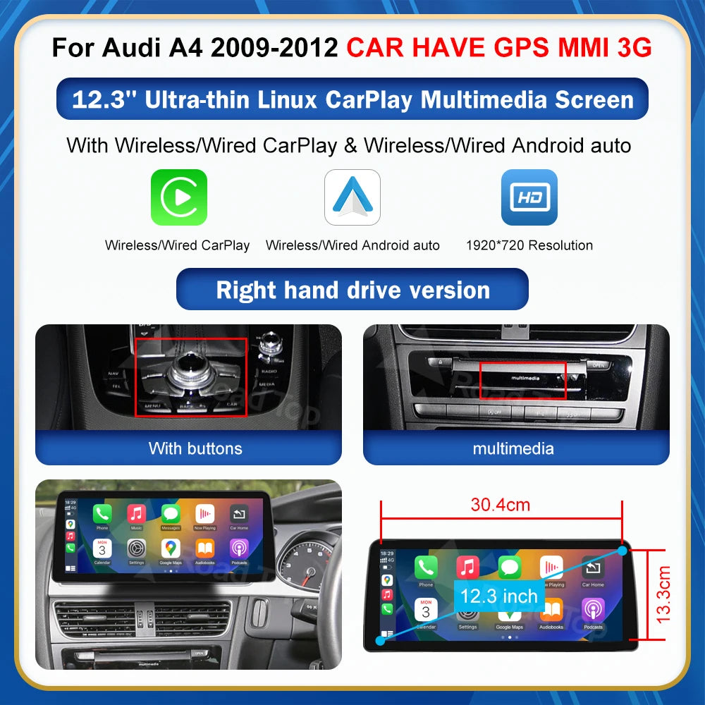 8.9" Touch Screen Car Multimedia Player for Audi A4 S4 2008-2016 - image 9