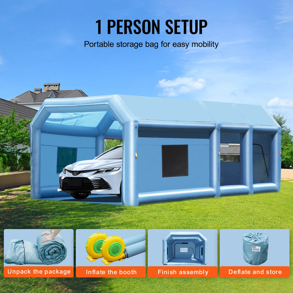 Inflatable Portable Car Paint Spray Booth with Blowers and Air Filter