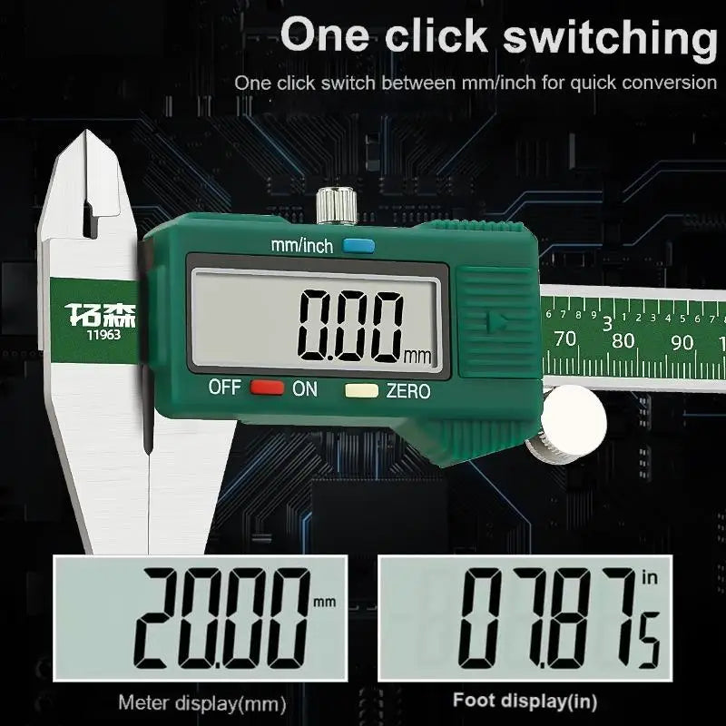 Digital Stainless Steel Caliper 0-150mm, IP54 Shockproof, Dial Display