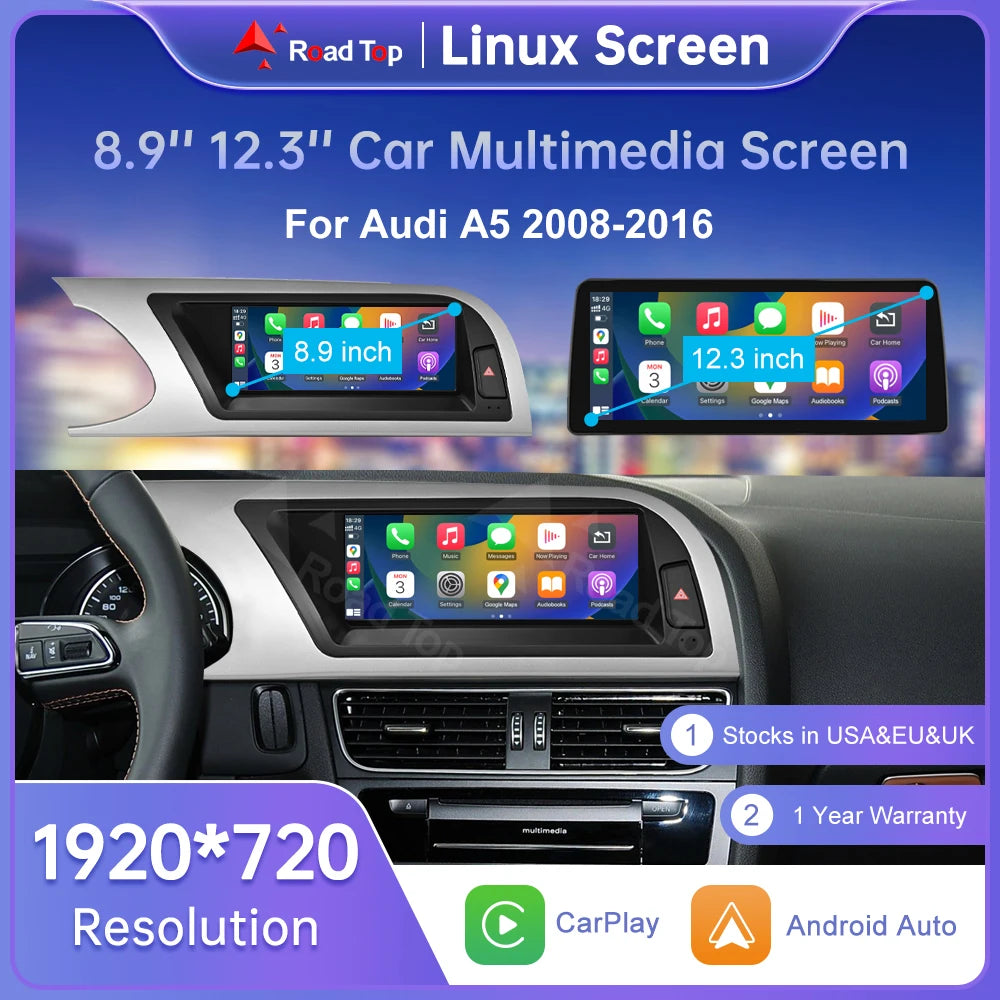 Audi A5 10.2" Wireless CarPlay Multimedia Touch Screen