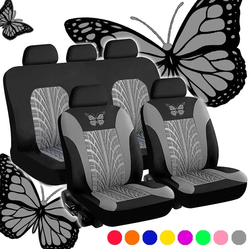 Butterfly Embroidery Car Seat Cover Set, Universal Fit