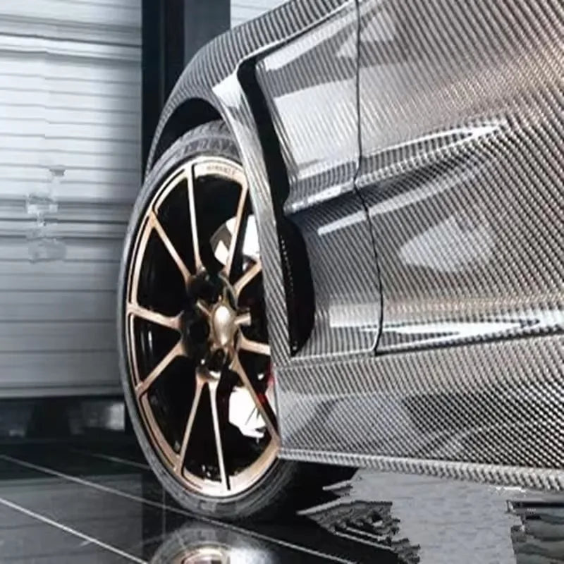 Carbon Fiber Vinyl Wrap – Glossy Black/Gold, Waterproof Car Sticker - image 6