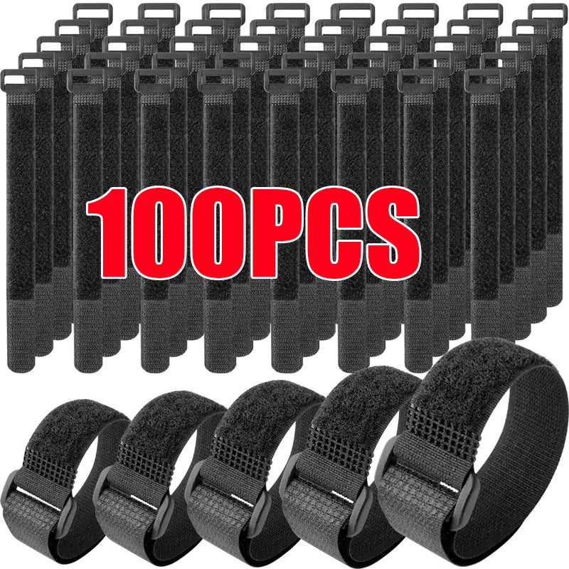 10-100pcs Reusable Hook and Loop Tie-downs Adjustable Nylon Cable Ties Nylon Fasteners Cord Straps Organizer for Securing Wires