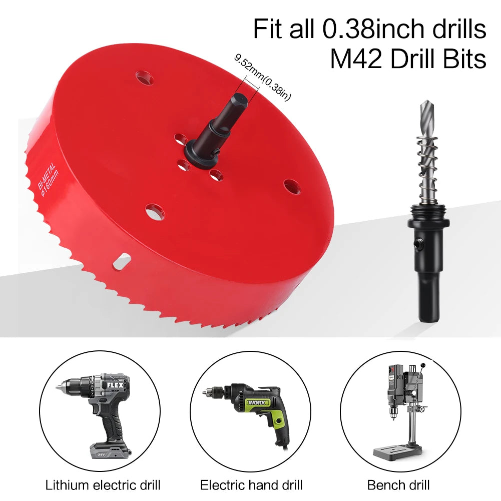 M42 Bi-Metal Hole Saw Set 15-200mm - Wood, Metal, Pipe Cutter