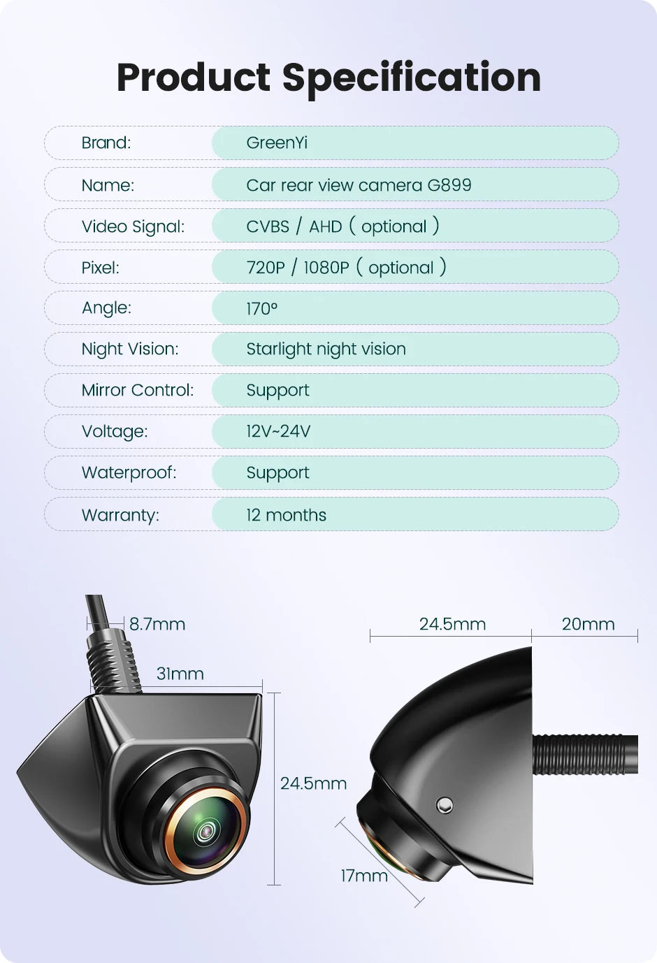 GreenYi 1080P Fisheye 360° Adjustable Car Camera - image 21