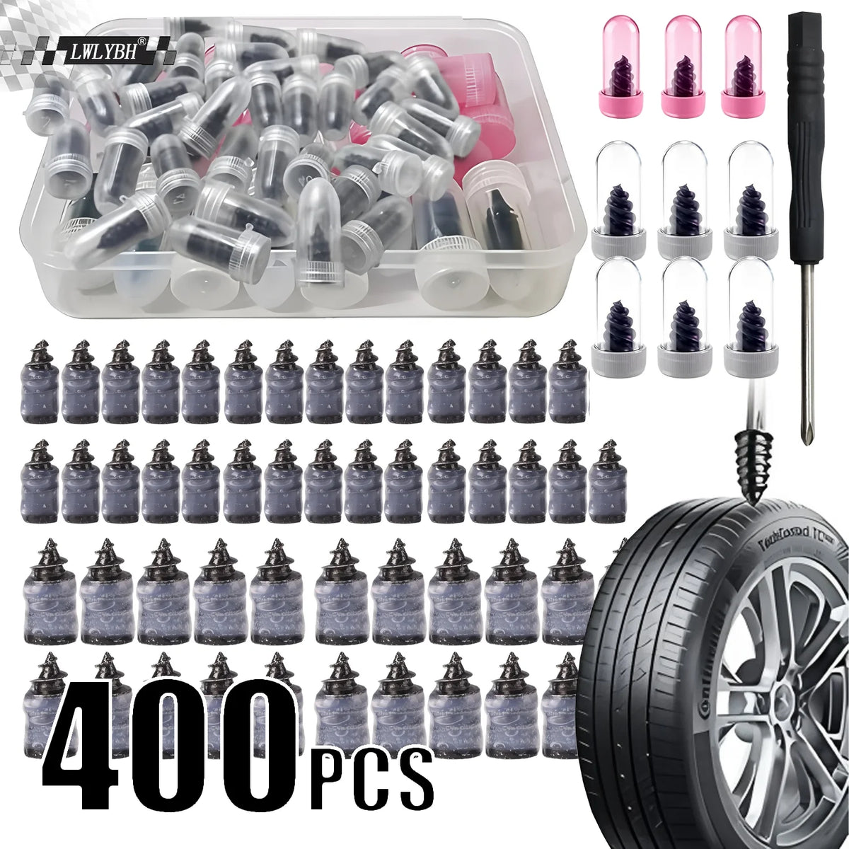 Car Wheel Punctures Screws Car Tire Repair Kit Car Tire Universal Nail Patch Motorcycle Rubber Screw Automotive Repair Screws