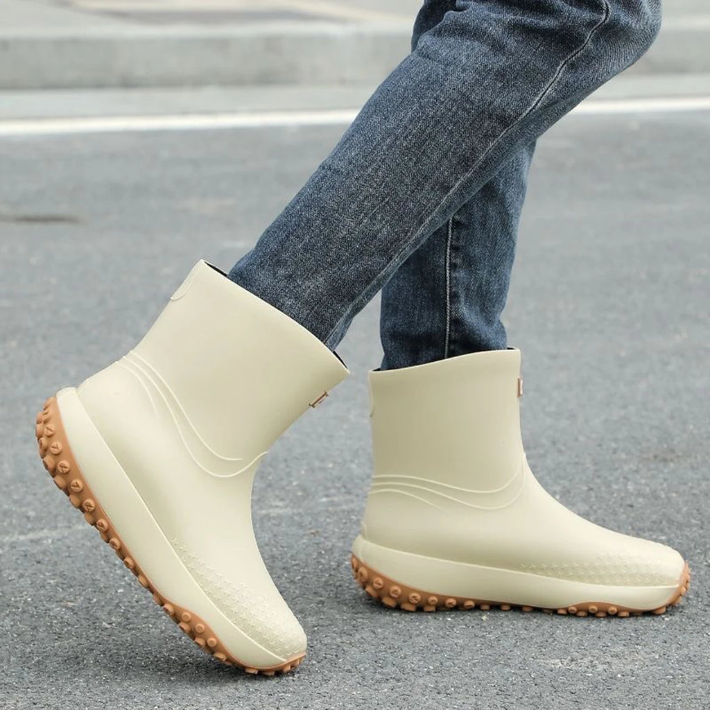 Men's Anti-Slip Waterproof Rubber Boots, Flat Bottom for Outdoor Work